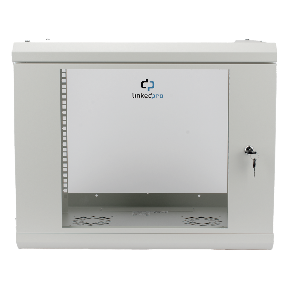 Gabinete de Pared de 9U con Puerta de Cristal Templado, 479.5 mm de Profundidad, Rack de 19'', Acero Reforzado, Color Blanco - Imagen 2