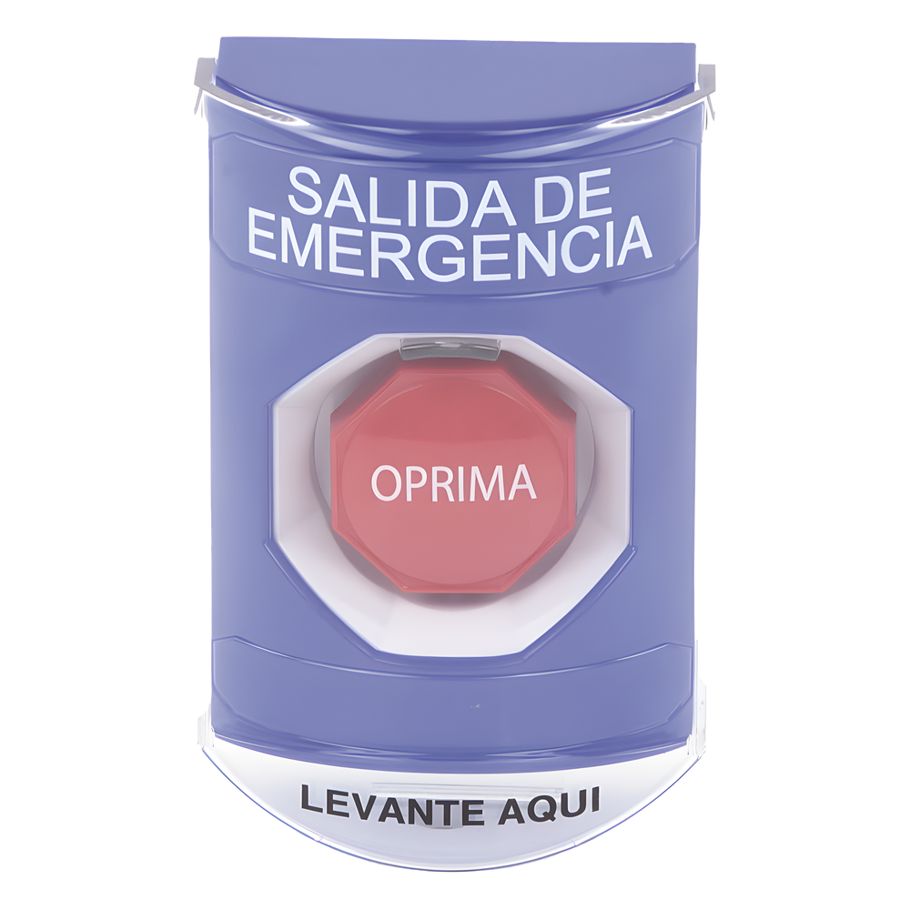 Botón de Salida de Emergencia, Texto en Español, Tapa Protectora de Policarbonato Súper Resistente, Restablecimiento con Llave - Imagen 2