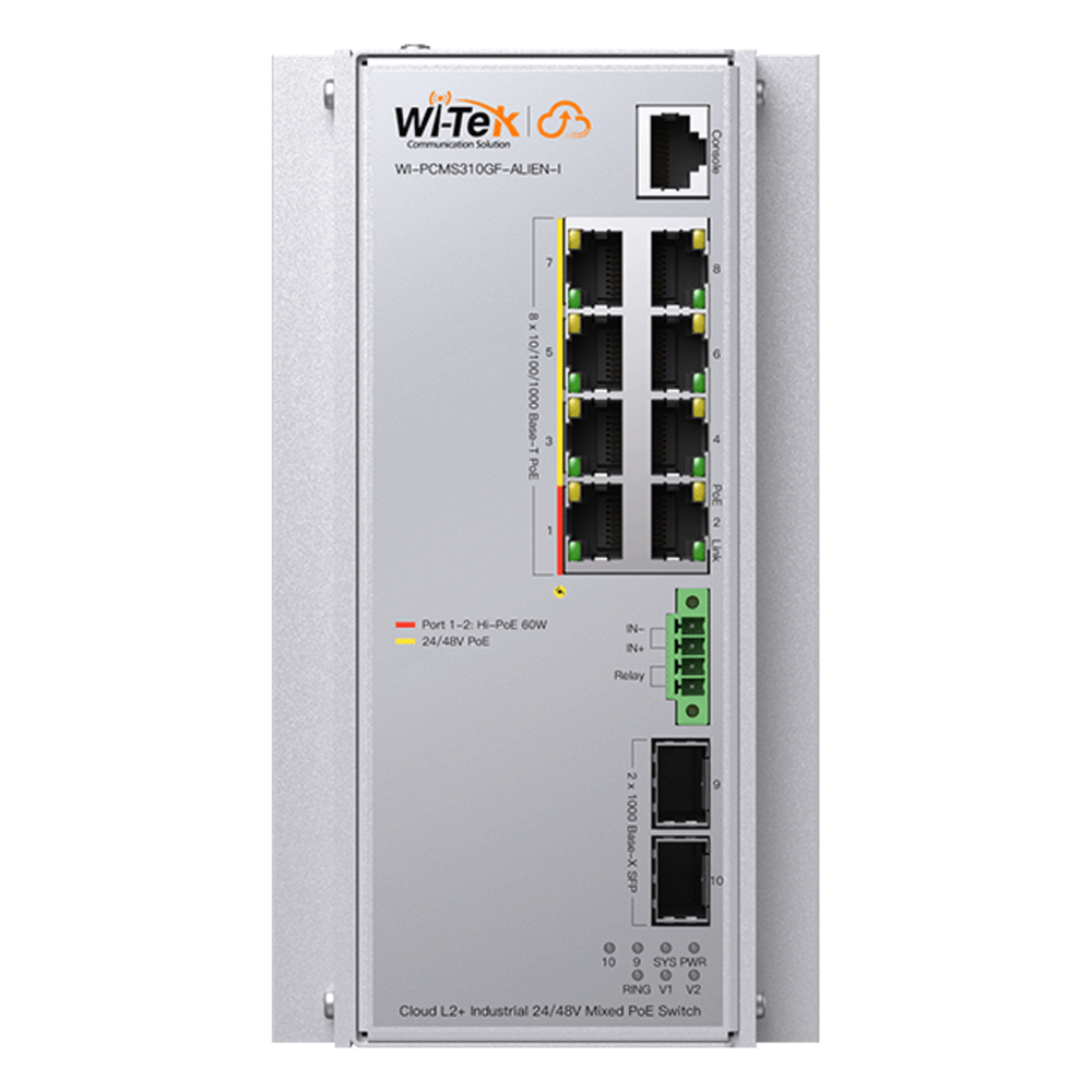 Switch Industrial Administrable Gigabit con 2 Puertos PoE bt + 6 Puertos PoE af/at o 24 V Pasivo + 2 SFP Gigabit, 240 W - Imagen 2