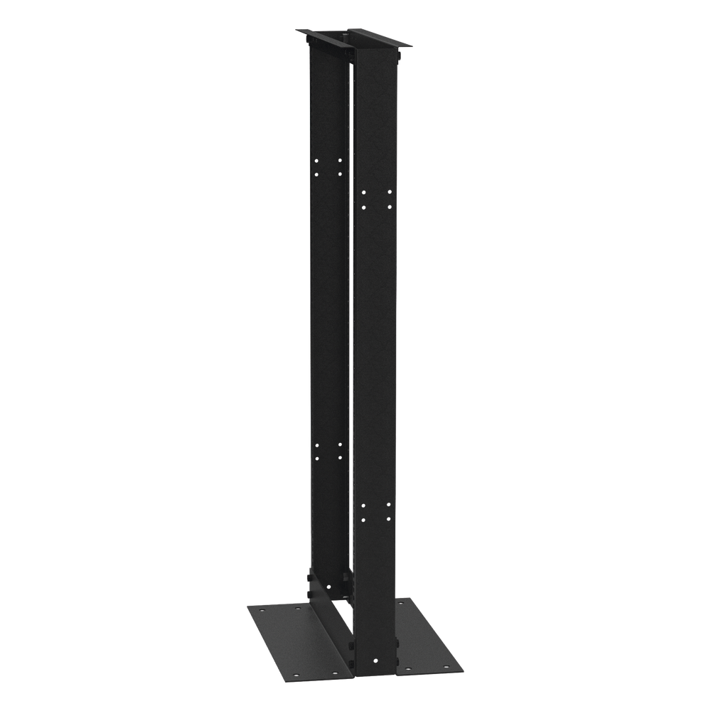 Rack de 2 Postes (Doble Perforación), Estándar 19", 24 Unidades, Fabricado en Acero, Base "L" para Anclar a Piso. - Imagen 3