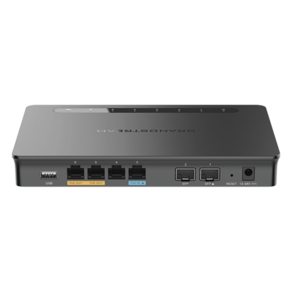 Router Gigabit VPN / Balanceador de cargas / 30,000 sesiones NAT / 4 puertos 10/100/1000 Mbps + 2 puertos SFP (WAN/LAN) / 1 puerto entrada PoE(af/at) / 2 puertos salida PoE (af/at) / Compatible con GWN Cloud. - Imagen 3