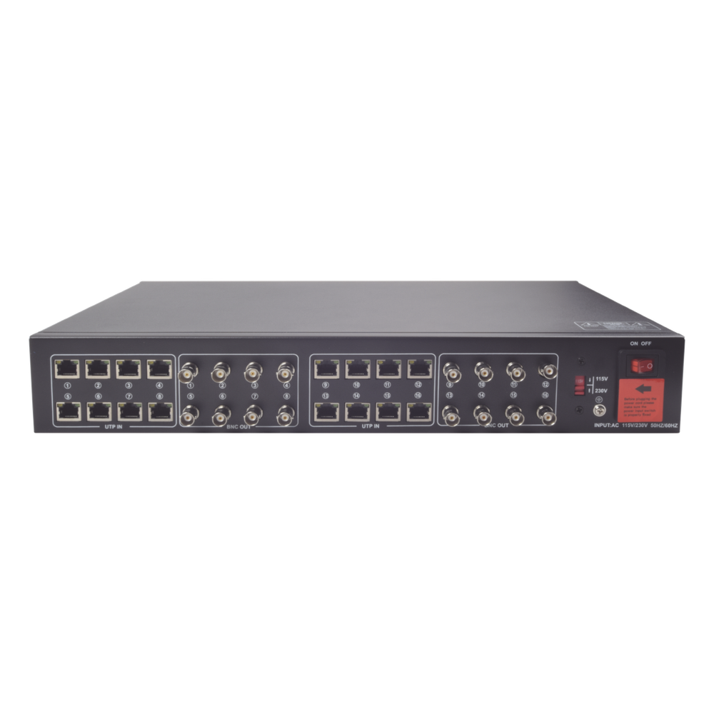 Kit de TRANSCEPTOR ACTIVO DE 16 Canales / VIDEO+PODER en un solo Cable UTP / 150m en 4K, 200m en 5 MP/ Envía 36 Vcc y recibe 12 Vcc / TODO INCLUIDO PARA RACK / Compatible con cámaras HD-TVI/CVI/AHD/CVBS / Instalación Limpia - Imagen 3