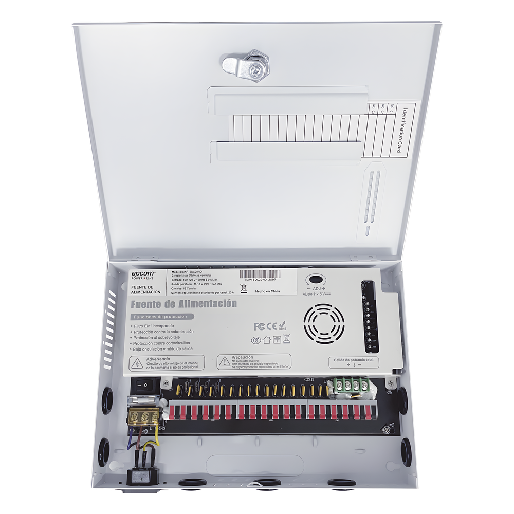 Fuente | 11-15 V | 18 canales | 20 A | Compatible con cámaras 4k | Alta tecnología en seguridad | Doble ventilador | Hasta 1.8 Amperes por Salida | Filtro de ruido por canal | Diseño de alta gama. - Imagen 4