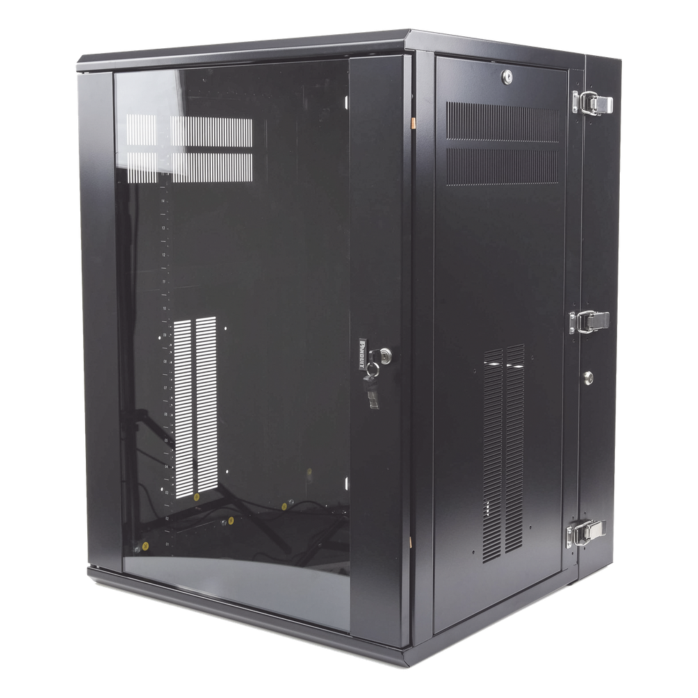 Gabinete PanZone de Montaje en Pared, de 19in, Puerta con Ventana de Seguridad, 18 UR, 635mm de Profundidad, Color Negro - Imagen 3