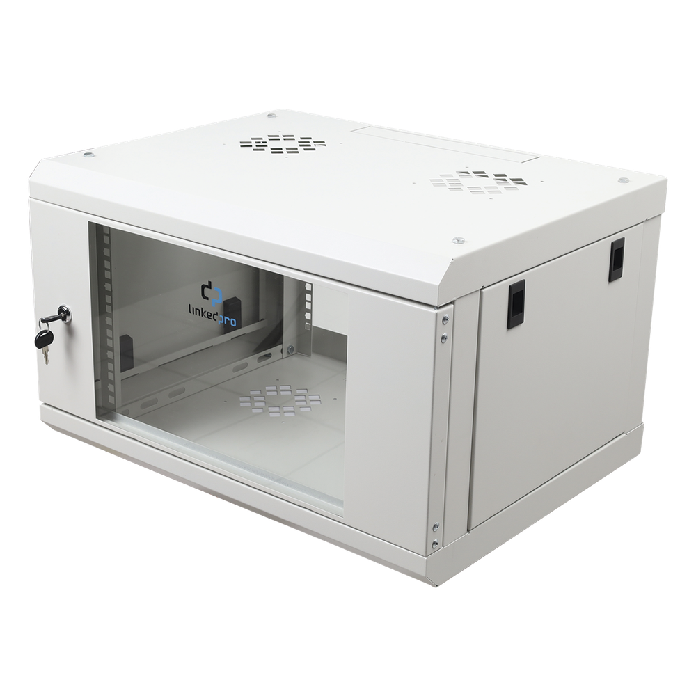 Gabinete de Pared de 6U con Puerta de Cristal Templado, 455 mm de Profundidad Total, Rack de 19'', Acero Reforzado Color Blanco - Imagen 3