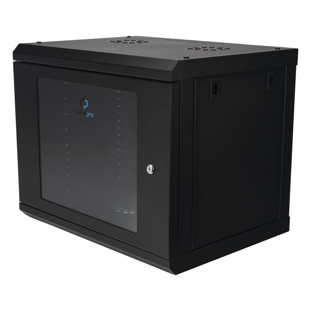 Gabinete de Pared con Puerta de Cristal Templado, 455 mm de Profundidad, 9U Rack de 19'', Acero Reforzado - Imagen 3