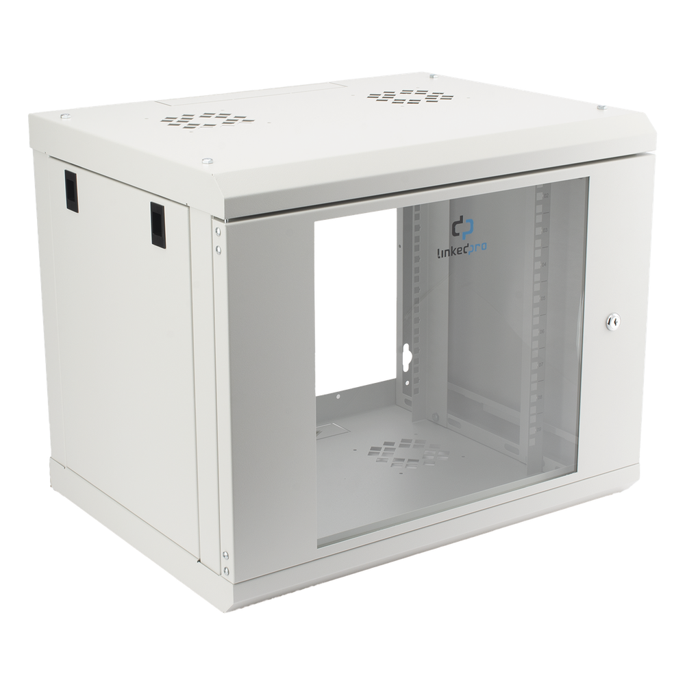 Gabinete de Pared de 9U con Puerta de Cristal Templado, 479.5 mm de Profundidad, Rack de 19'', Acero Reforzado, Color Blanco - Imagen 3