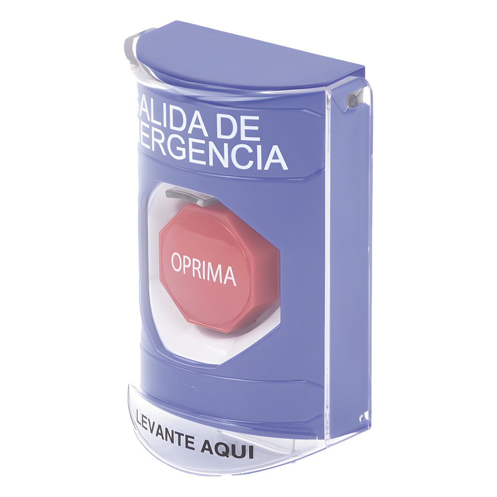 Botón de Salida de Emergencia, Texto en Español, Tapa Protectora de Policarbonato Súper Resistente, Restablecimiento con Llave - Imagen 3