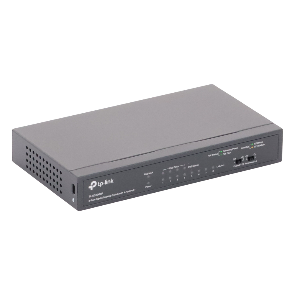 Switch Gigabit PoE+ no administrable de 8 puertos 10/100/1000 Mbps, solo 4 puertos PoE, para escritorio - Imagen 3