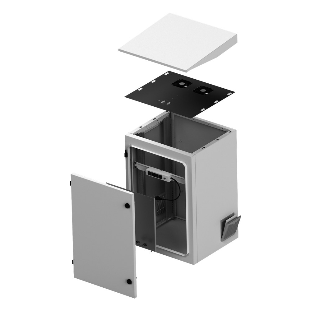 Gabinete de Exterior con Rack de 19" de 24U con Ventiladores y Termostato, Se envía el Gabinete Armado (Montaje a poste o torre se vende por separado). - Imagen 4