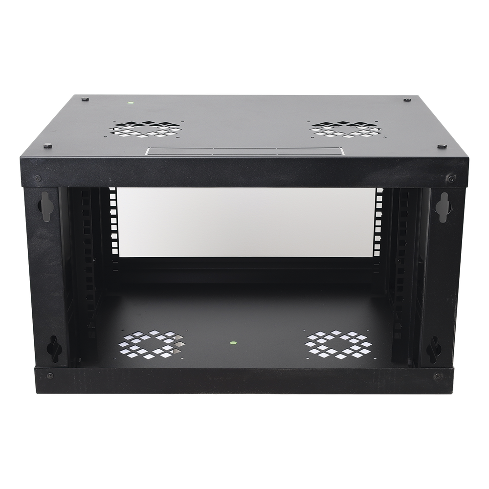 Gabinete de Pared de 6U con Puerta de Cristal Templado, 455 mm de Profundidad Total, Rack de 19in, Acero Reforzado Color Negro. - Imagen 4