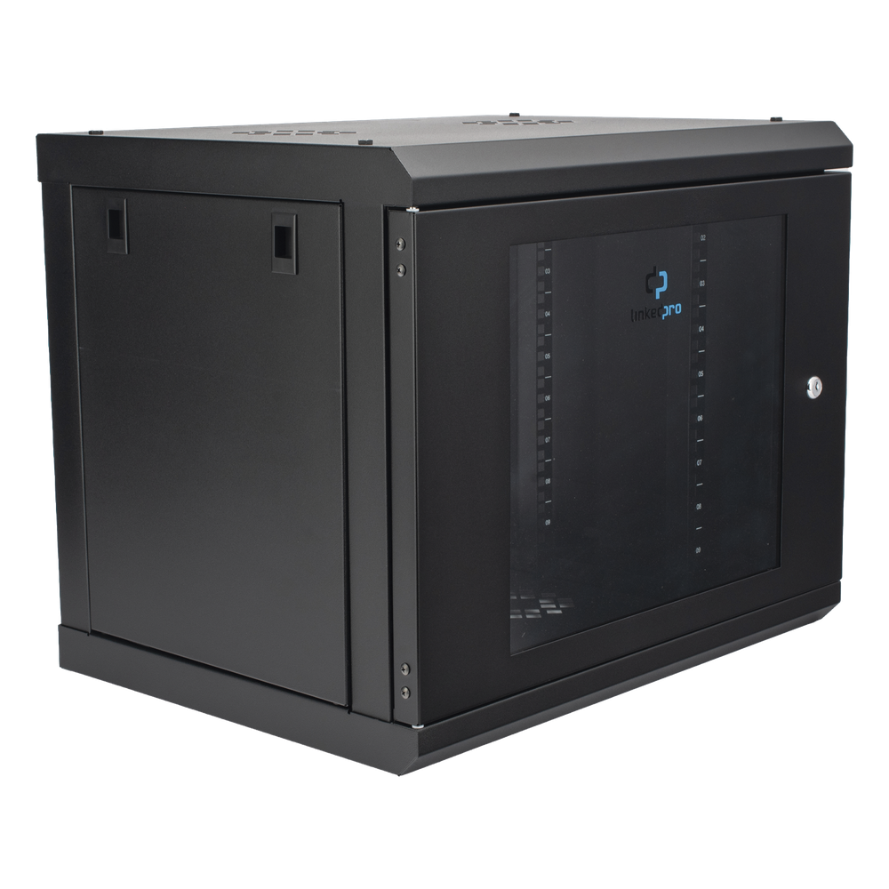 Gabinete de Pared con Puerta de Cristal Templado, 455 mm de Profundidad, 9U Rack de 19'', Acero Reforzado - Imagen 4