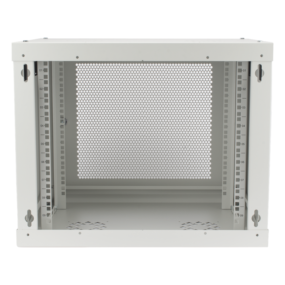 Gabinete de Pared de 9U con Puerta Perforada 455 mm de Profundidad, Rack de 19'', Acero Reforzado Color Blanco - Imagen 4