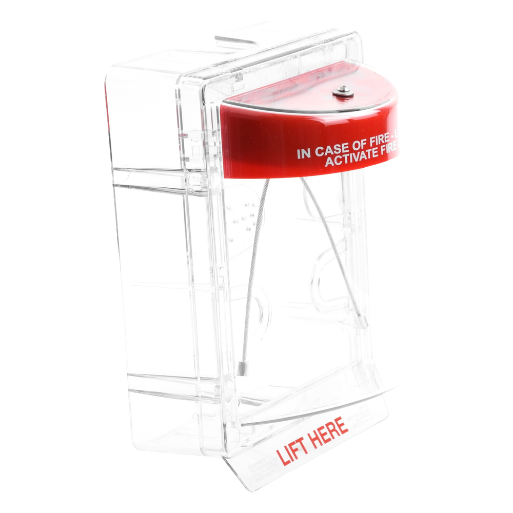 Cubierta Protectora Serie Stopper II® De Policarbonato, Con Bocina, Espaciador Transparente, Montaje en Superficie, Etiqueta en Inglés - Imagen 4