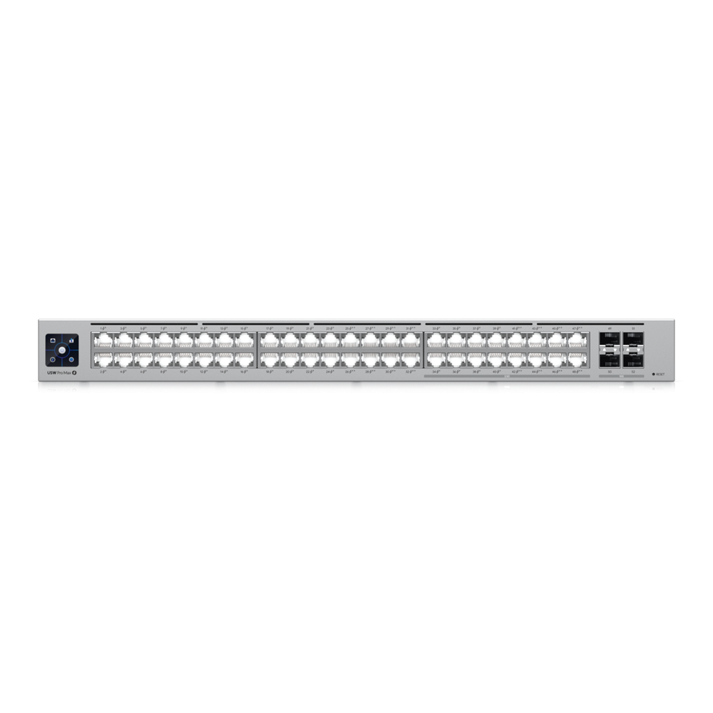 UniFi Switch Pro Max 48 POE, con funciones capa 3, 48 puertos (16 puertos 2.5 GbE (8 POE++ y 8 POE+) y 32 puertos 1 GbE (24 POE+ y 8 POE++)), 2 puertos SFP+ 10G, POE++ 720W, pantalla informativa - Imagen 4