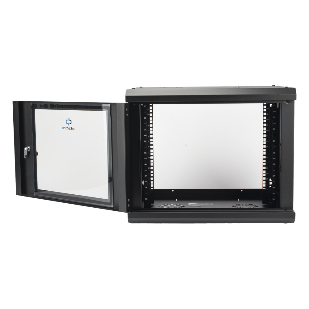 Gabinete de Pared con Puerta de Cristal Templado, 455 mm de Profundidad, 9U Rack de 19'', Acero Reforzado - Imagen 5