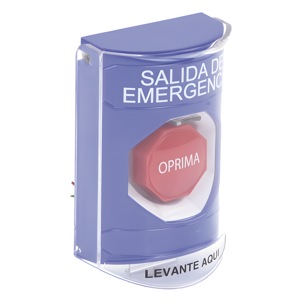Botón de Salida de Emergencia, Texto en Español, Tapa Protectora de Policarbonato Súper Resistente, Restablecimiento con Llave - Imagen 5