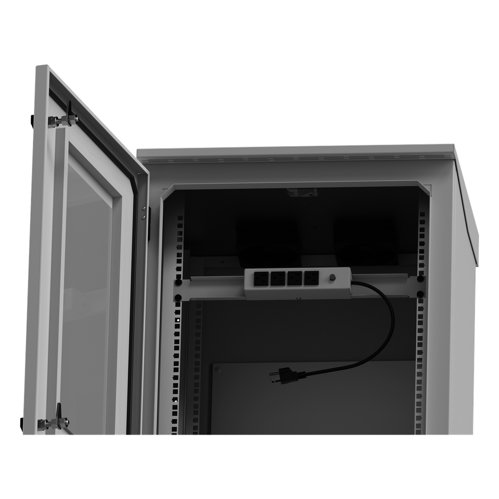 Gabinete de Exterior con Rack de 19" de 24U con Ventiladores y Termostato, Se envía el Gabinete Armado (Montaje a poste o torre se vende por separado). - Imagen 6
